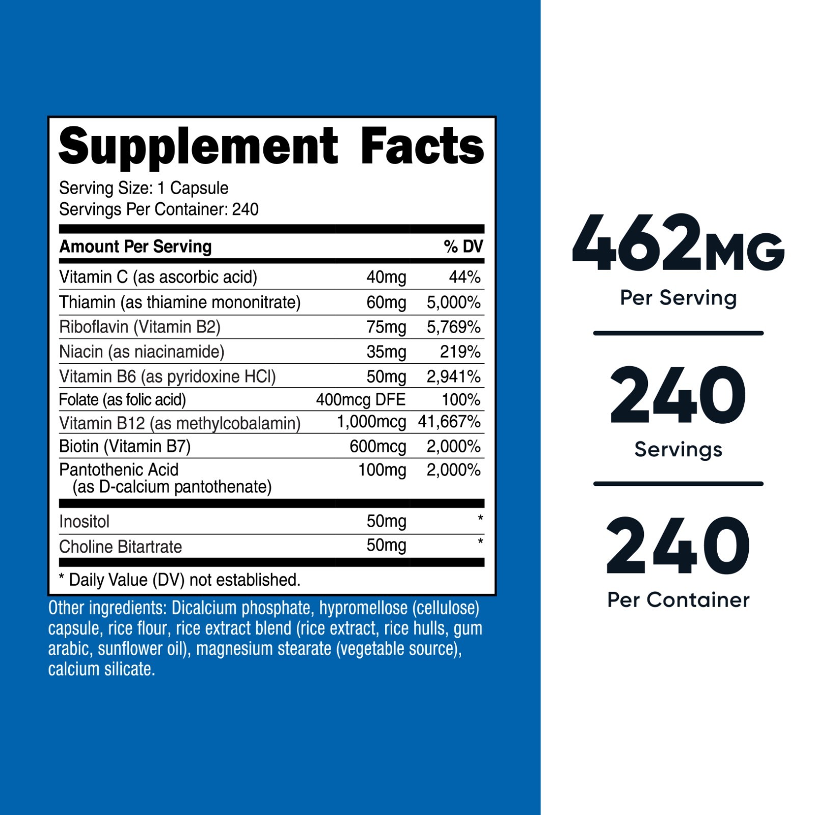 Nutricost Vitamin B Complex 460mg, 240 Capsules With Vitamin C – High Potency