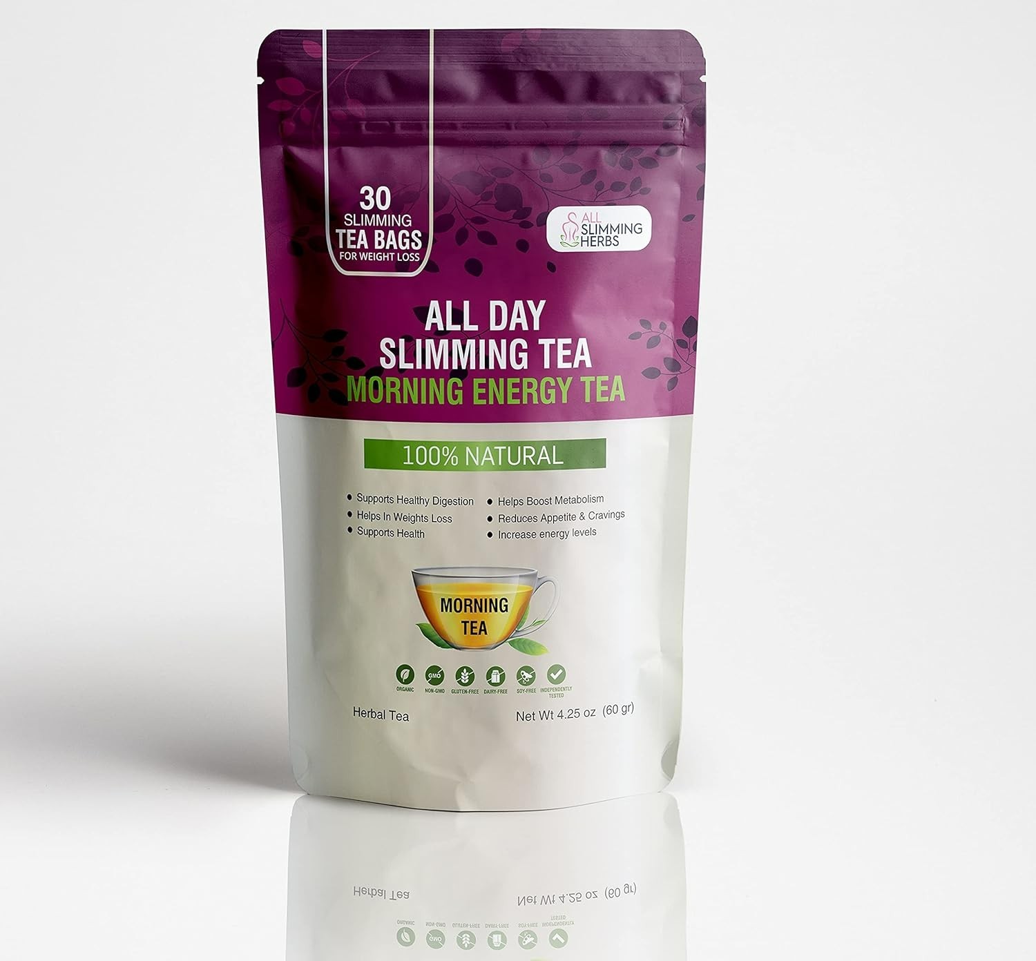 All Slimming Herbs Detox Tea 60 Bags Day Night Weight Loss Energy Flat Tummy
