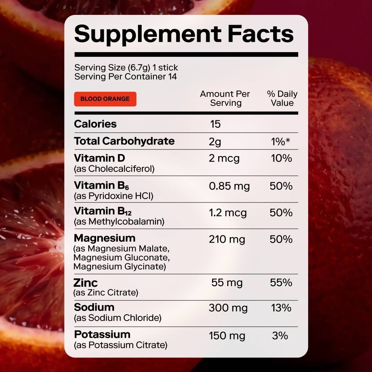 Magna Hydration Electrolyte Mix Stick Pack Vegan Powder – Blood Orange – 10ct