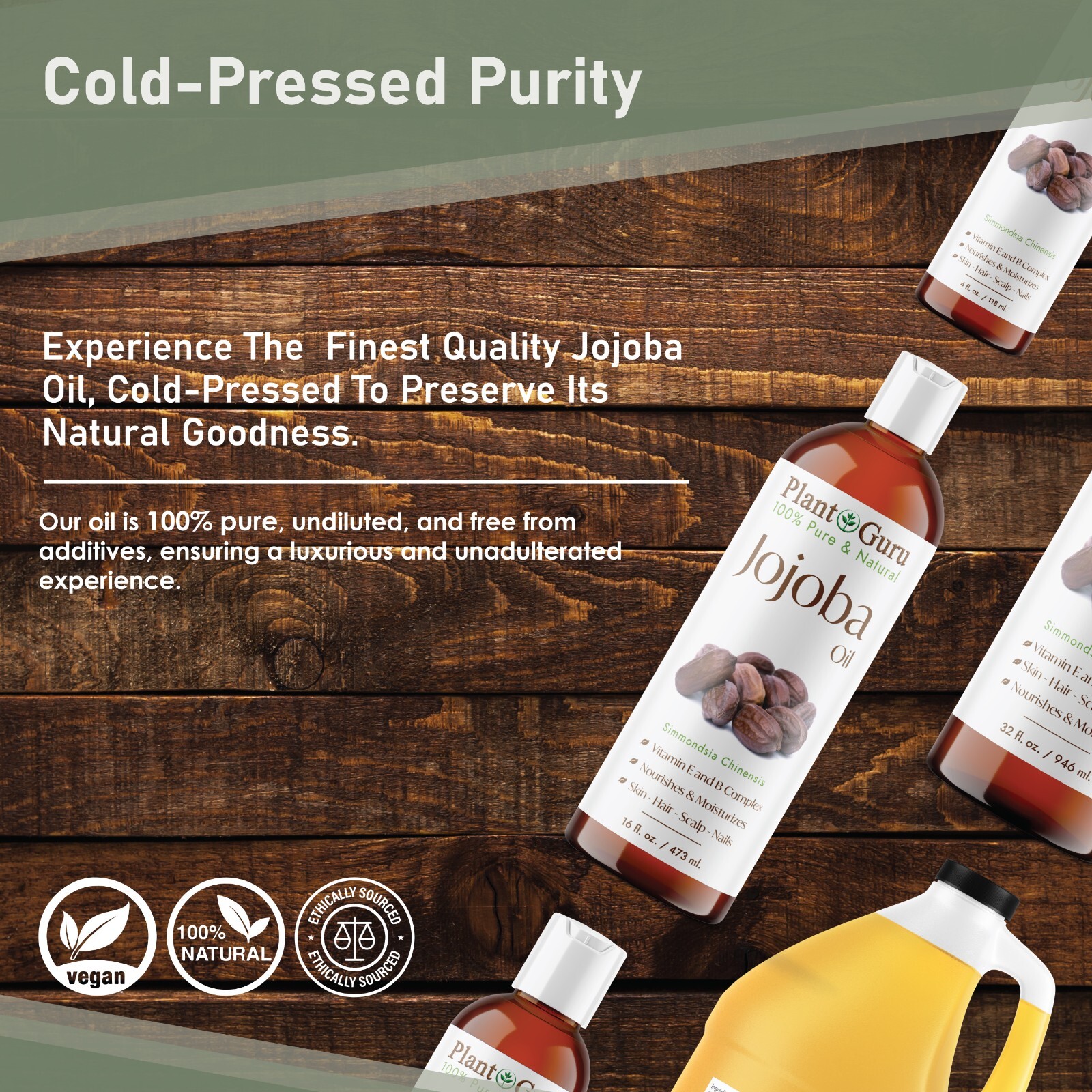Golden Jojoba Oil Cold Pressed 100% Pure Natural For Skin Face Hair Massage