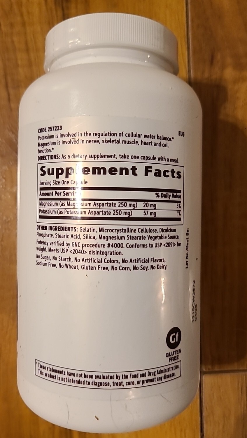 GNC Potassium & Magnesium Aspartate 240 Capsules Exp: 07/2029