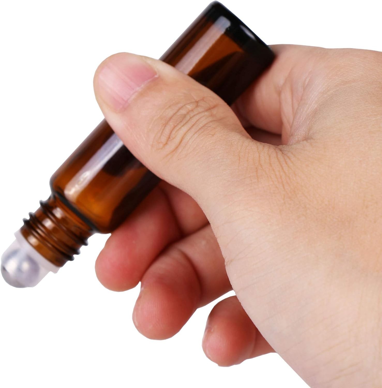 24 Pack 10ml Amber Glass Roller Bottles – Perfect for Essential Oils & Travel