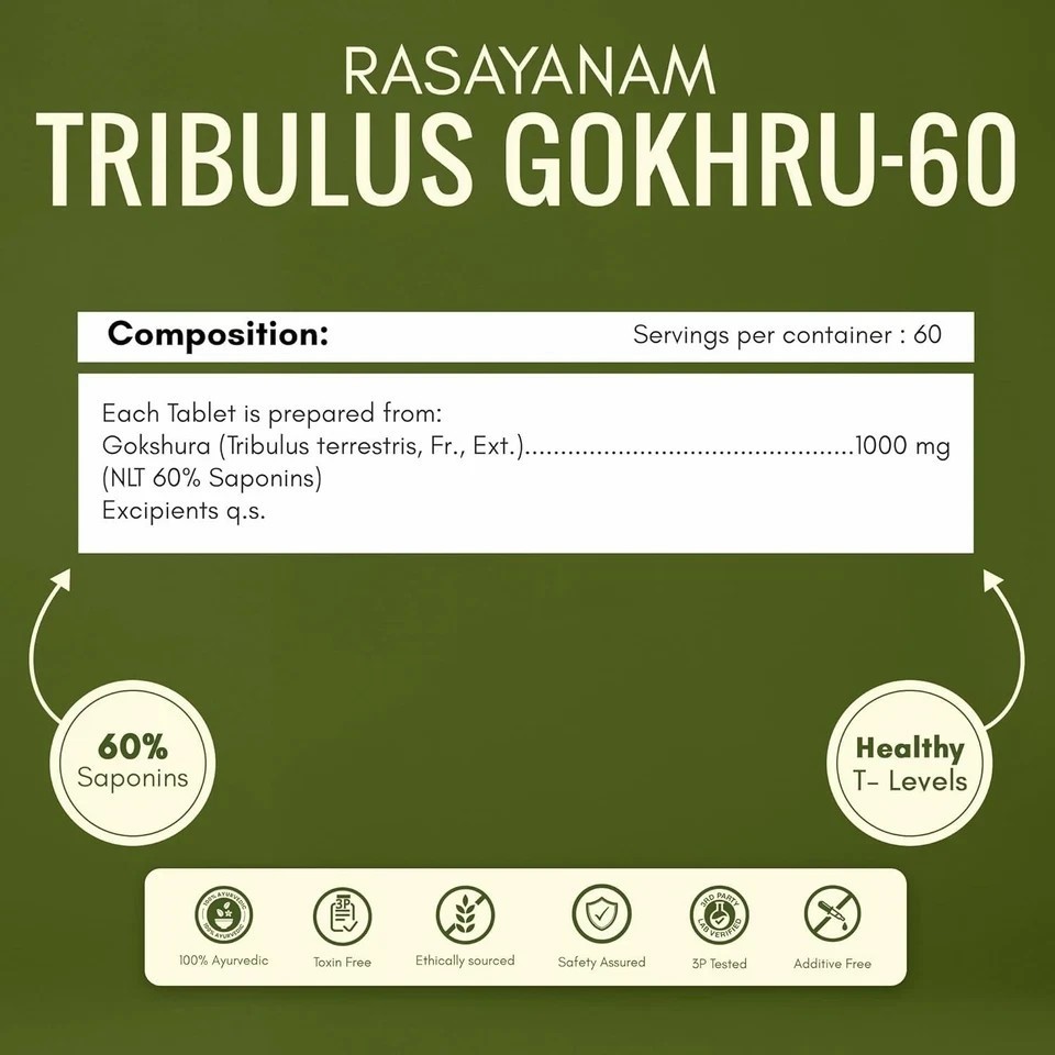 Gokshura -Puncture Vine ( Tribulus terrestris ) 1000mg tablets – 60 Tablet