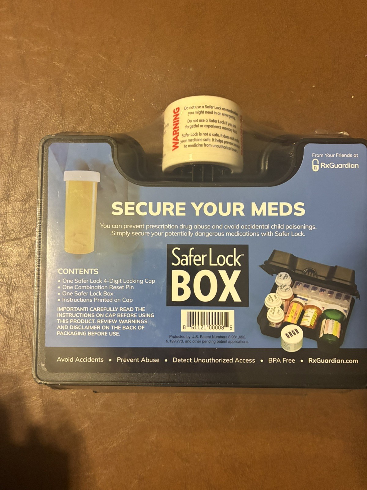 Safer Lock Box Safe Case Medication Lock Box 4 Digit Combination Locking Cap New