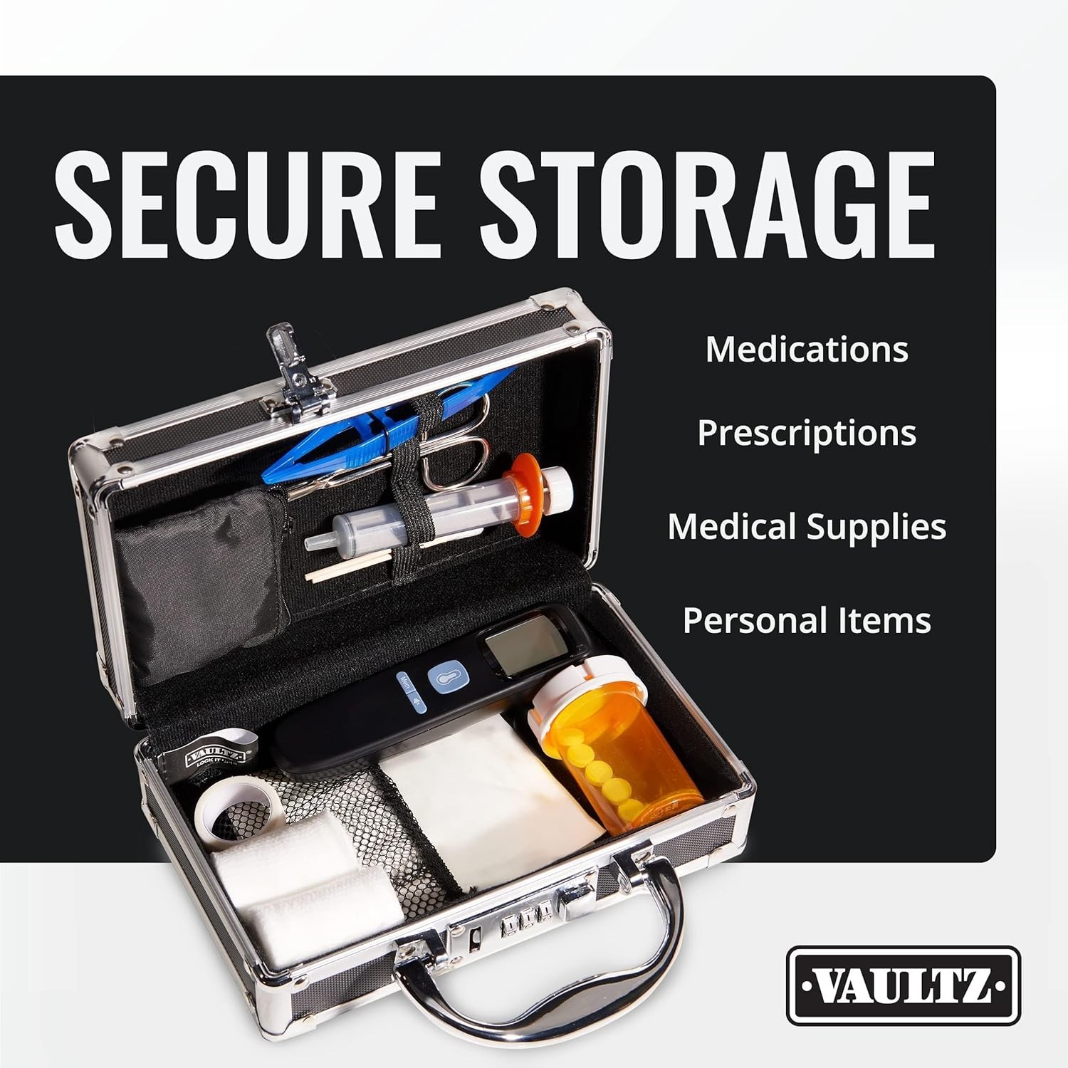 Secure Medicine Safe Case with Combination Lock – Portable and Stylish, Black