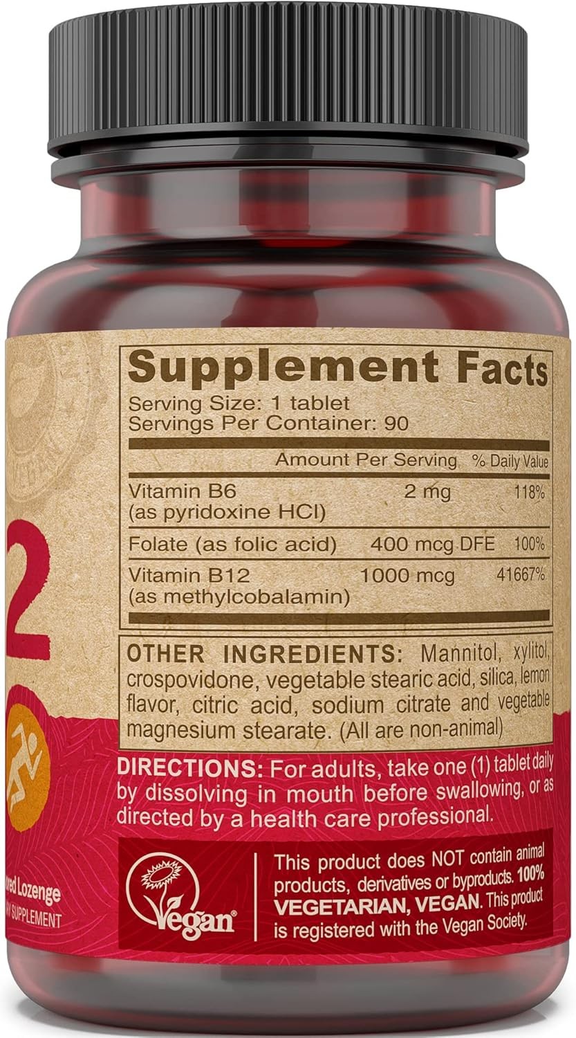 DEVA Vegan Vitamin B12 Fast Dissolve Supplement – Once-Per-Day Complex with 1000
