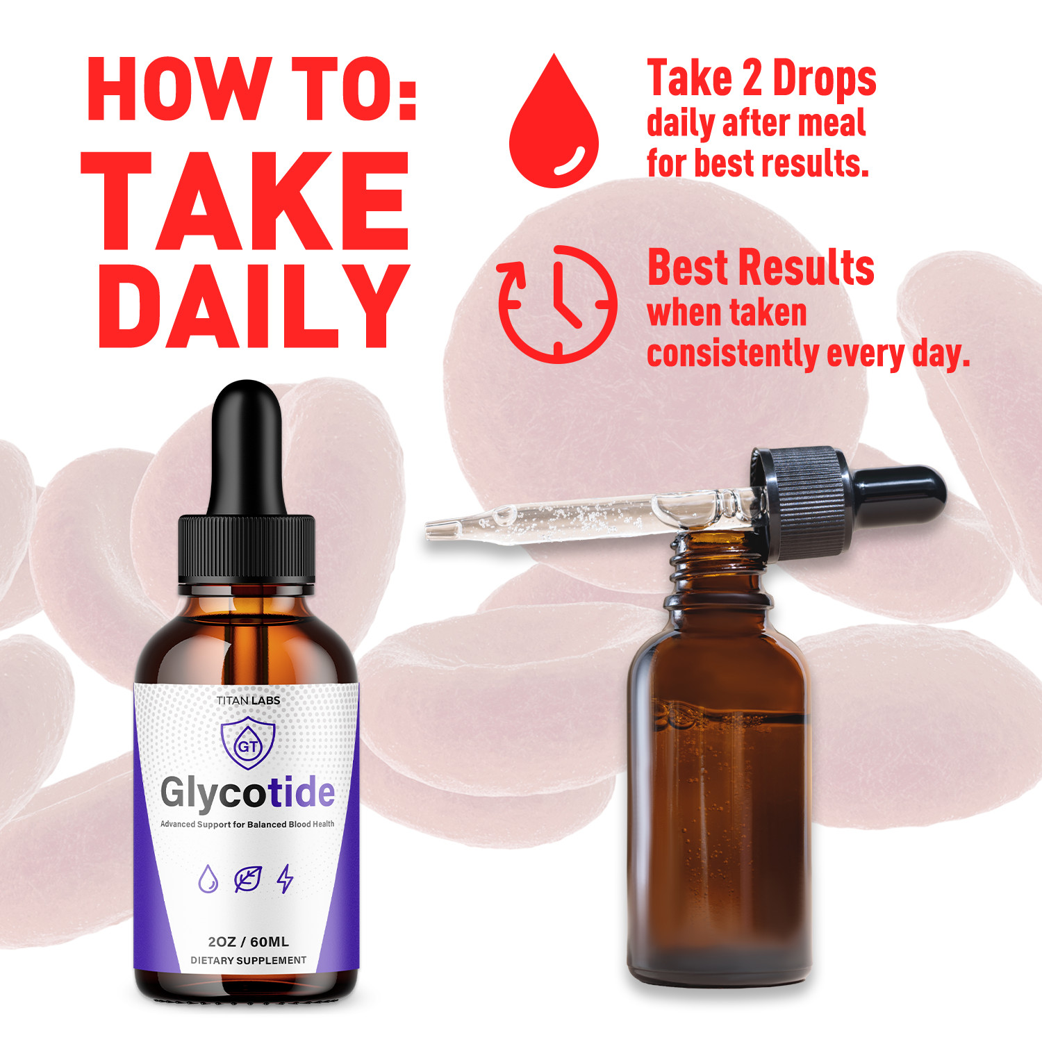 (3 Pack) Glycotide Drops Advanced Blood Support Supplement Glyco Tide 90 Serves