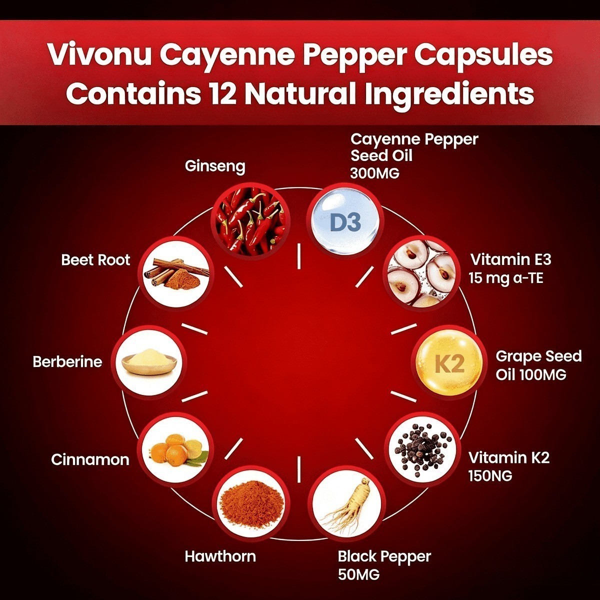 VIVONU Cayenne Pepper 240 Softgels, Heart & Vascular Health Supplement NEW
