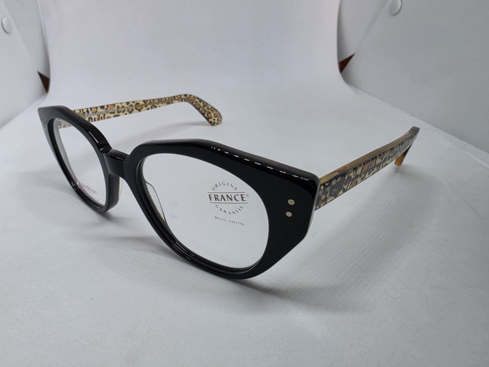 JEAN LAFONT PARIS NIGHTCLUB 100 BLACK/LEOPARD EYEGLASSES NEW AUTHENTIC FRANCE