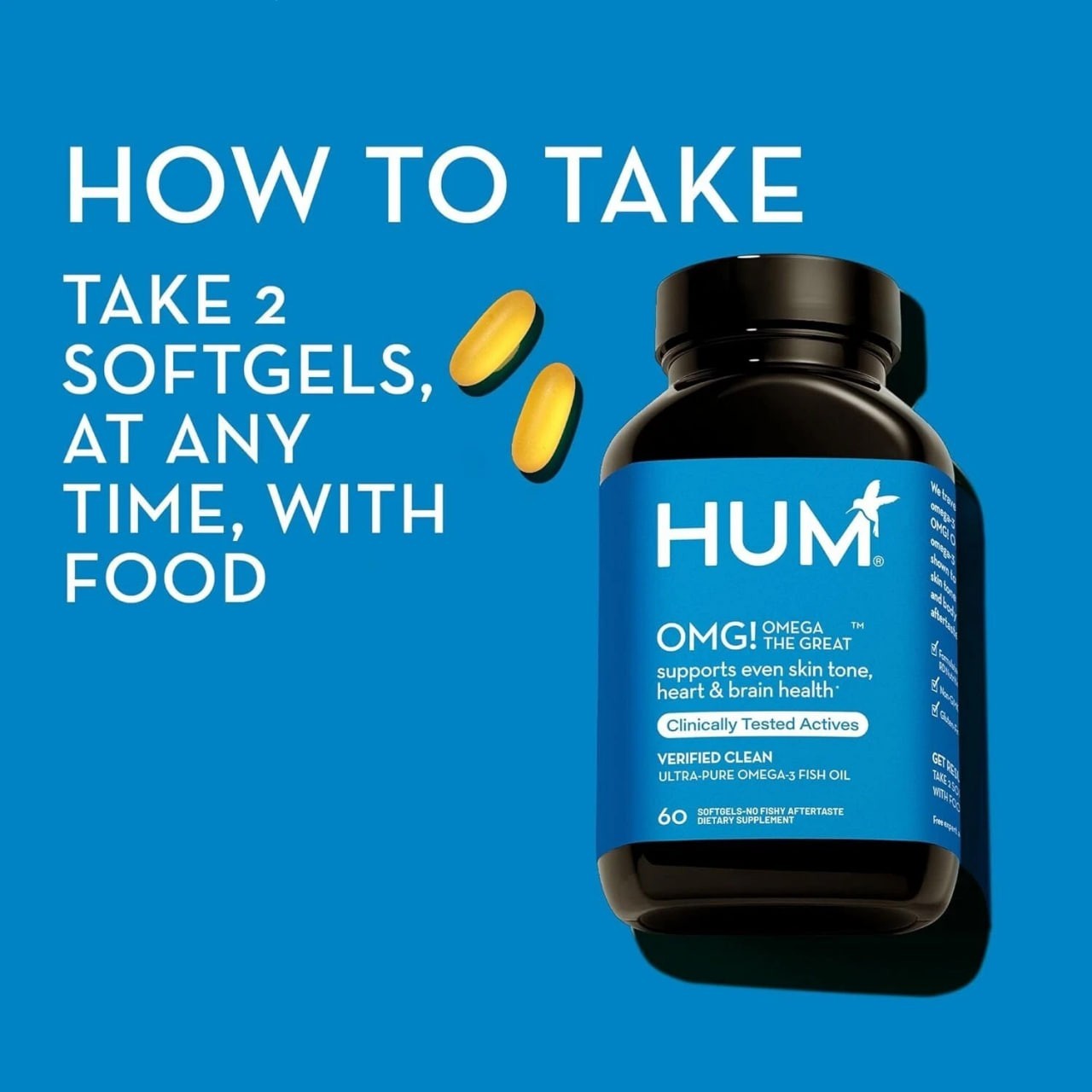 HUM OMG! Omega The Great – Triple Omega 3 Fish Oil (60-Count) Free Shipping US