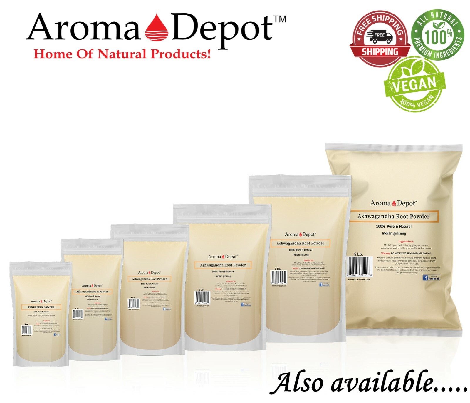 Ashwagandha Root Powder 1oz to 15 lbs Non Gmo Withania Somnifera Kosher