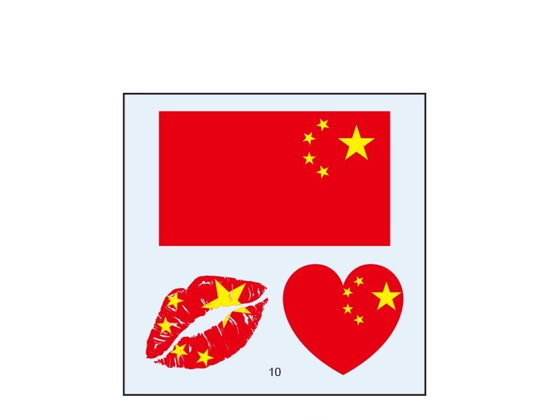 Waterproof National Flag Face Tattoo Stickers 10pc Sweat Resistant Sports Decals