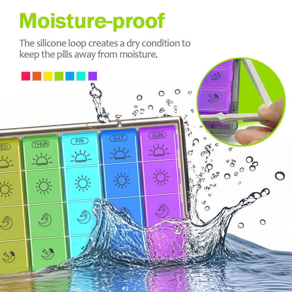 7 Day Pill Organiser Moisture-Proof Dust-Proof Large Weekly Pill Box for Fish US