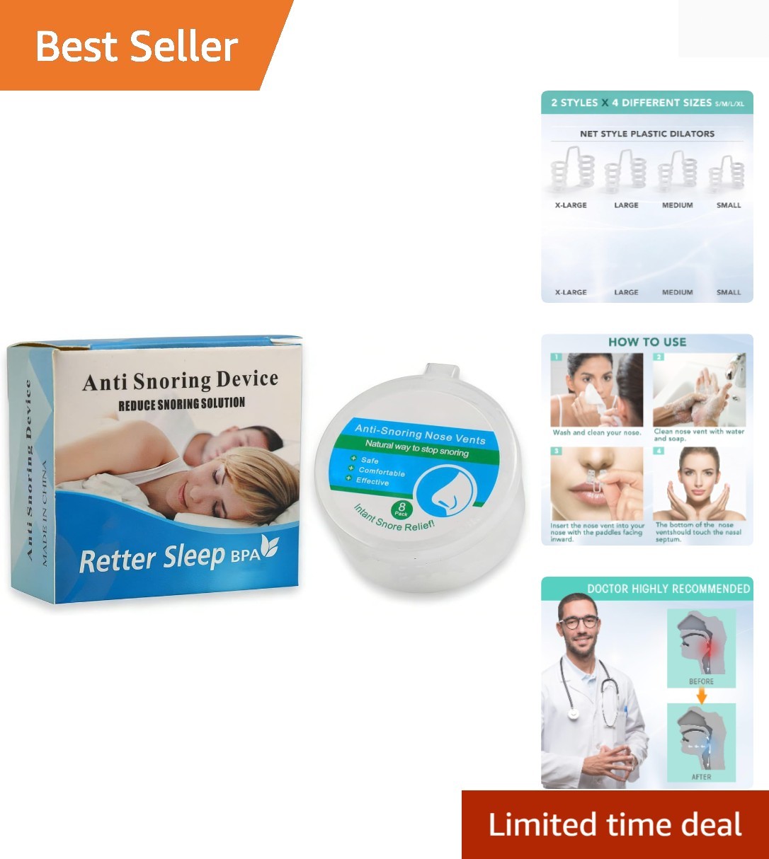 Anti Snoring Nose Vent 8 Nasal Cones Nasal Dilator to Stop Snoring – Effectiv…