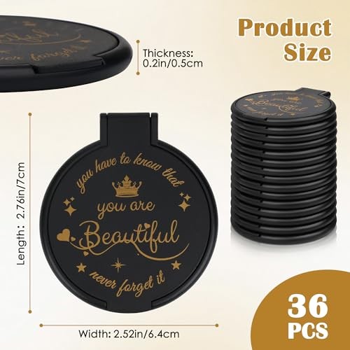 36Pcs Folding Compact Mirror Pack 2.4 in Mini Pocket Mirror for Purse, Black