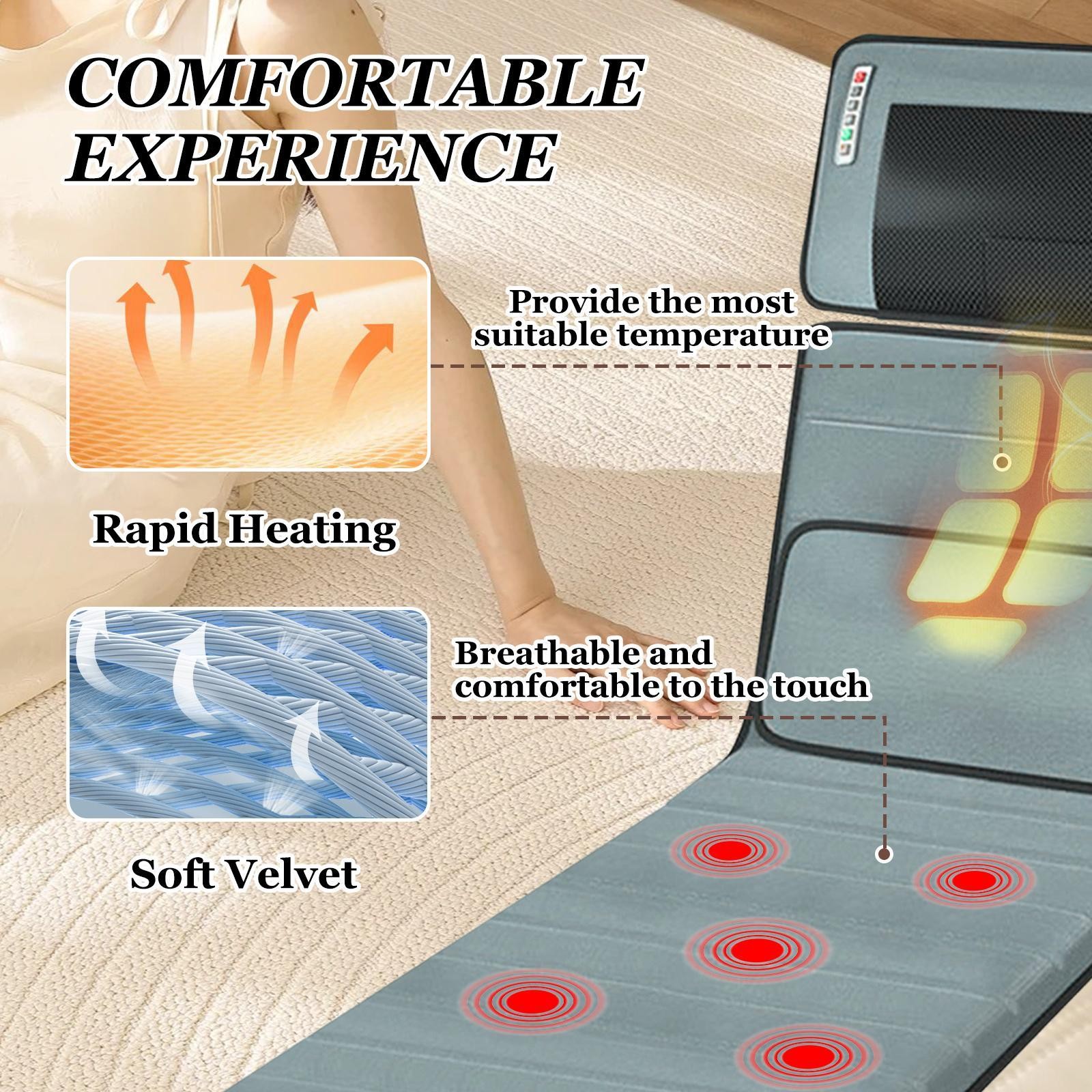Full Body Massage Mat with Heat & Movable Shiatsu Neck Back Massager Pillow