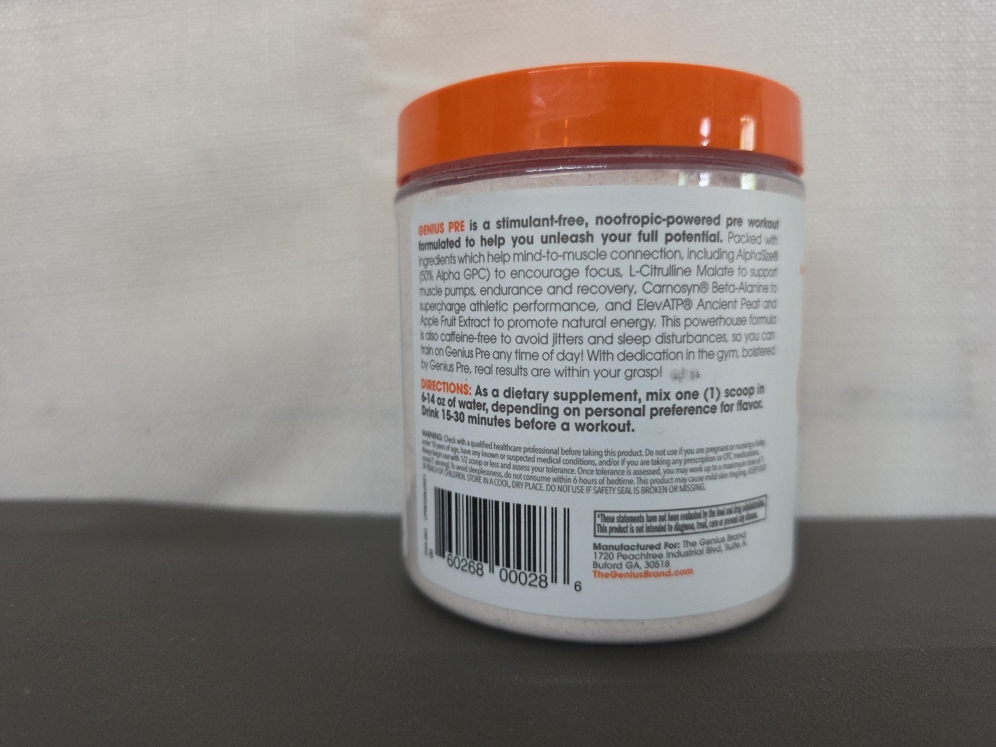 Genius Pre, Stimulant-Free PreWorkout Powerhouse , 12.13 oz (322 g) GrapeLimeade