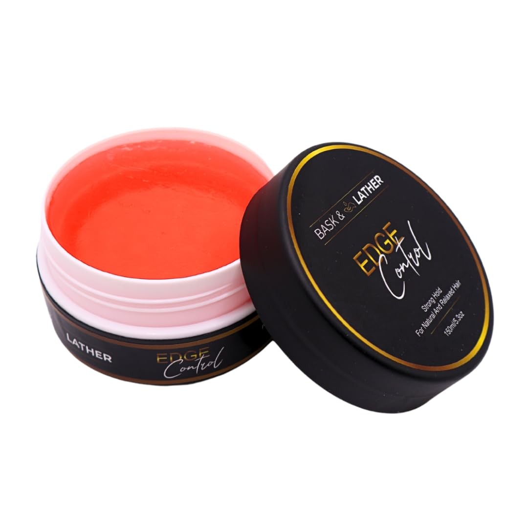BASK LATHER Strong Hold Edge Control Gel w/Castor Oil, Non-Greasy, Non-Flaking