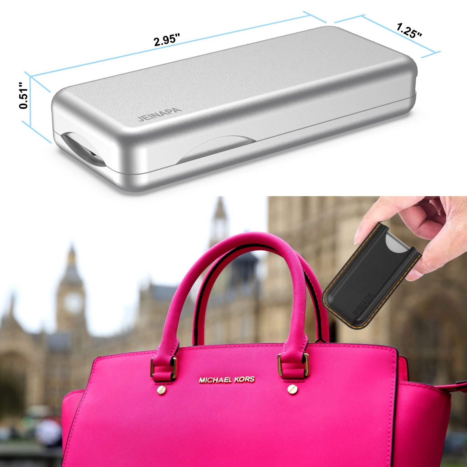 Aluminum Pill Splitter with Auto Centering, 316L Stainless Blade & Leather Case