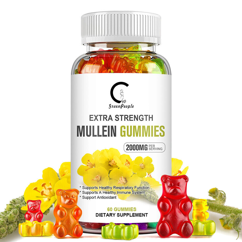 100% Natural Mullein Leaf Gummies Extra Strength Detox Cleanse Lung Health 60pcs