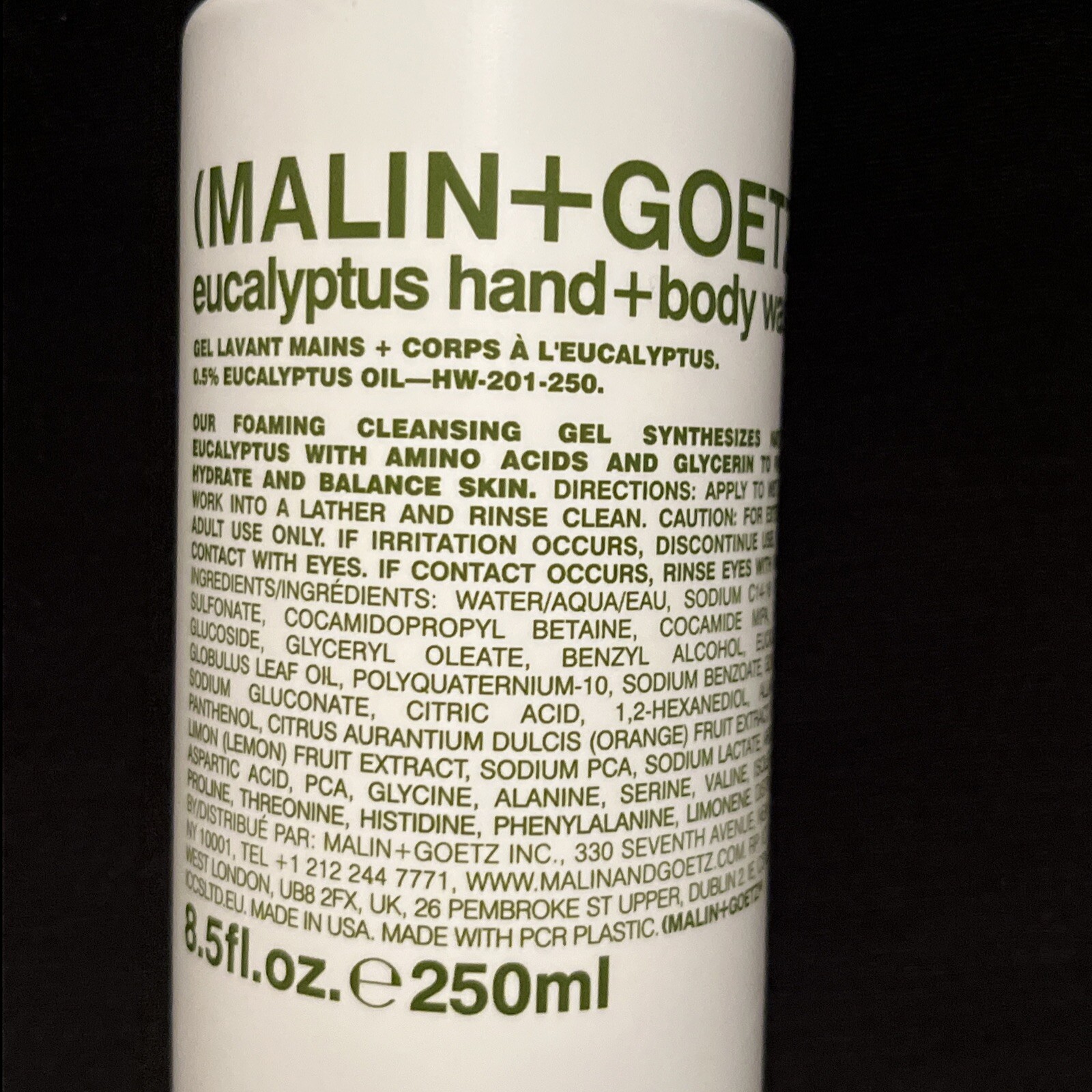 Malin Goetz Eucalyptus Hand + Body Wash. 8.5 fl. oz., 250ml