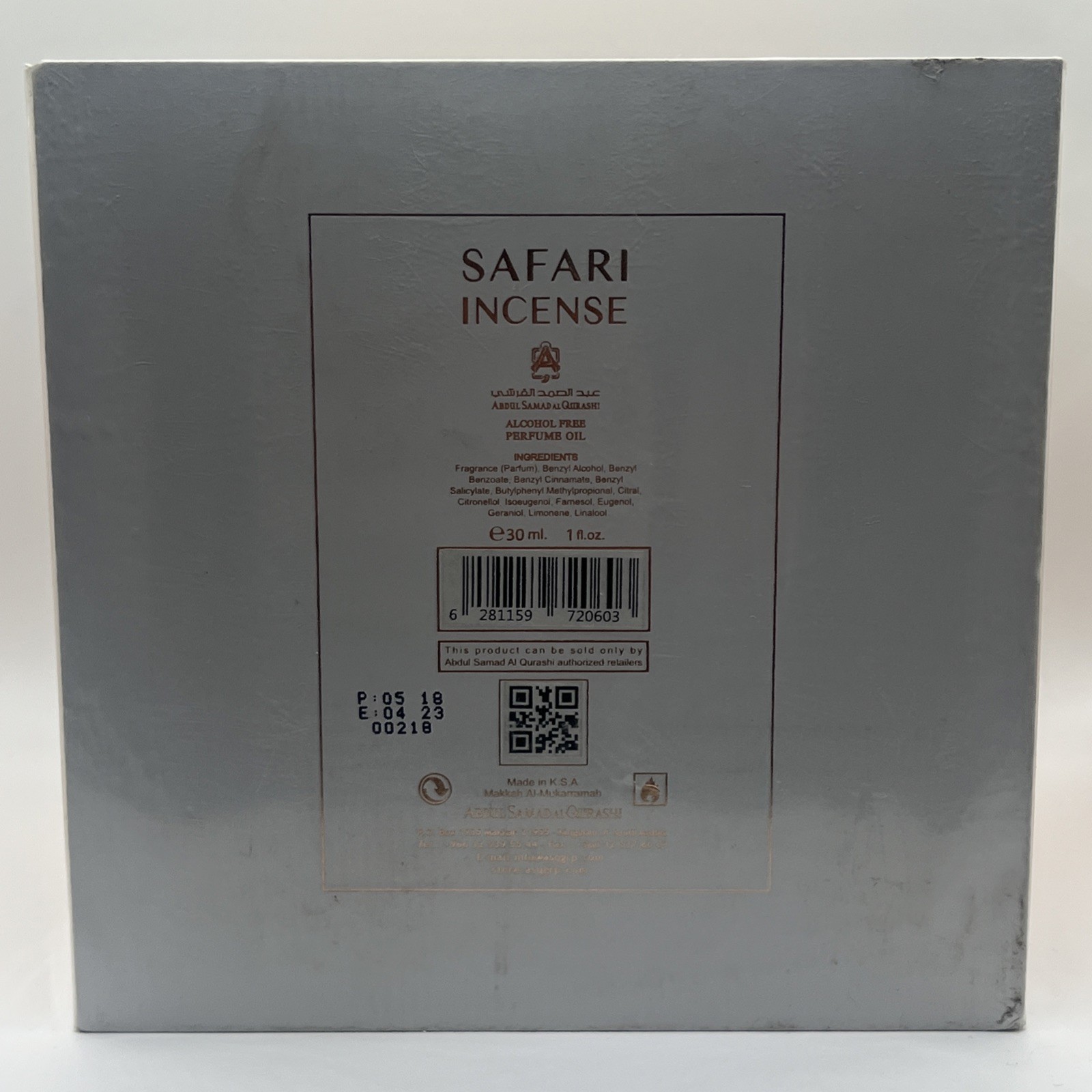 Safari Incense by Abdul Samad Al Qurashi 30ml Oil – Express Shipping