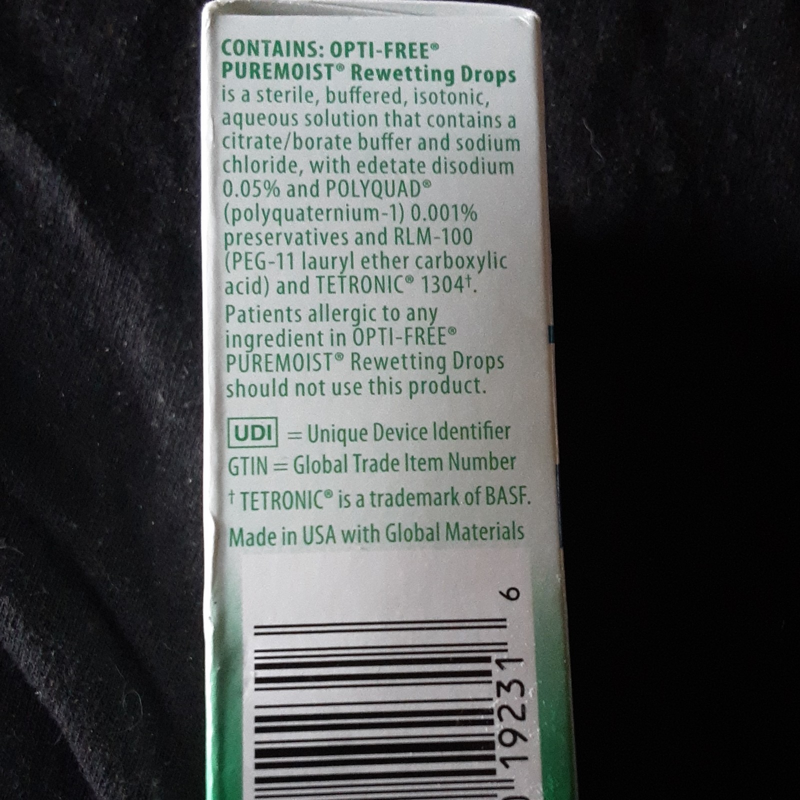 OPTI-FREE puremoist Contact Lens Rewetting Eye Drops 10 mL Exp 2028-03-31