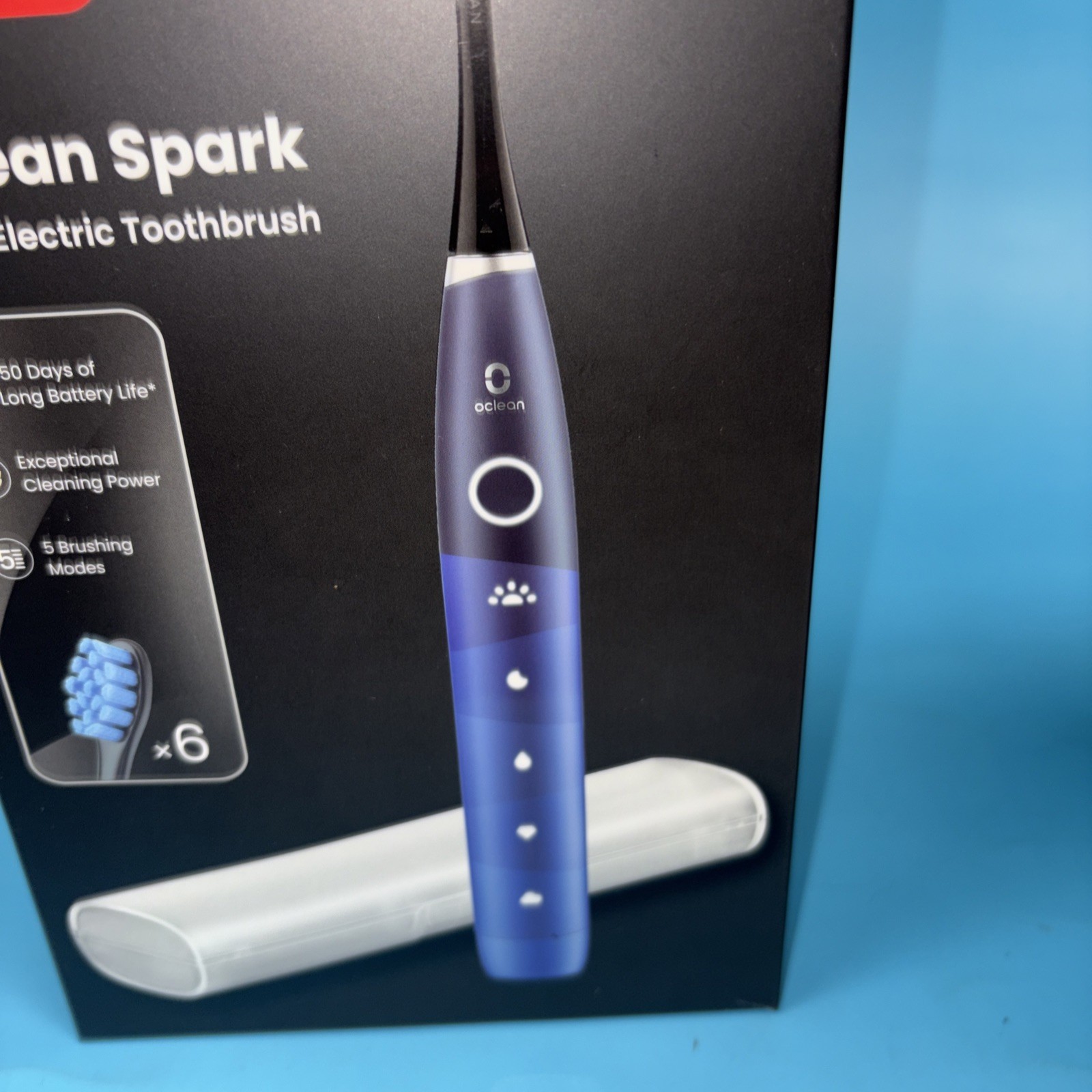 Oclean Spark 5-Modes Electric Toothbrush with 6 Replacement Heads – Blue NEW