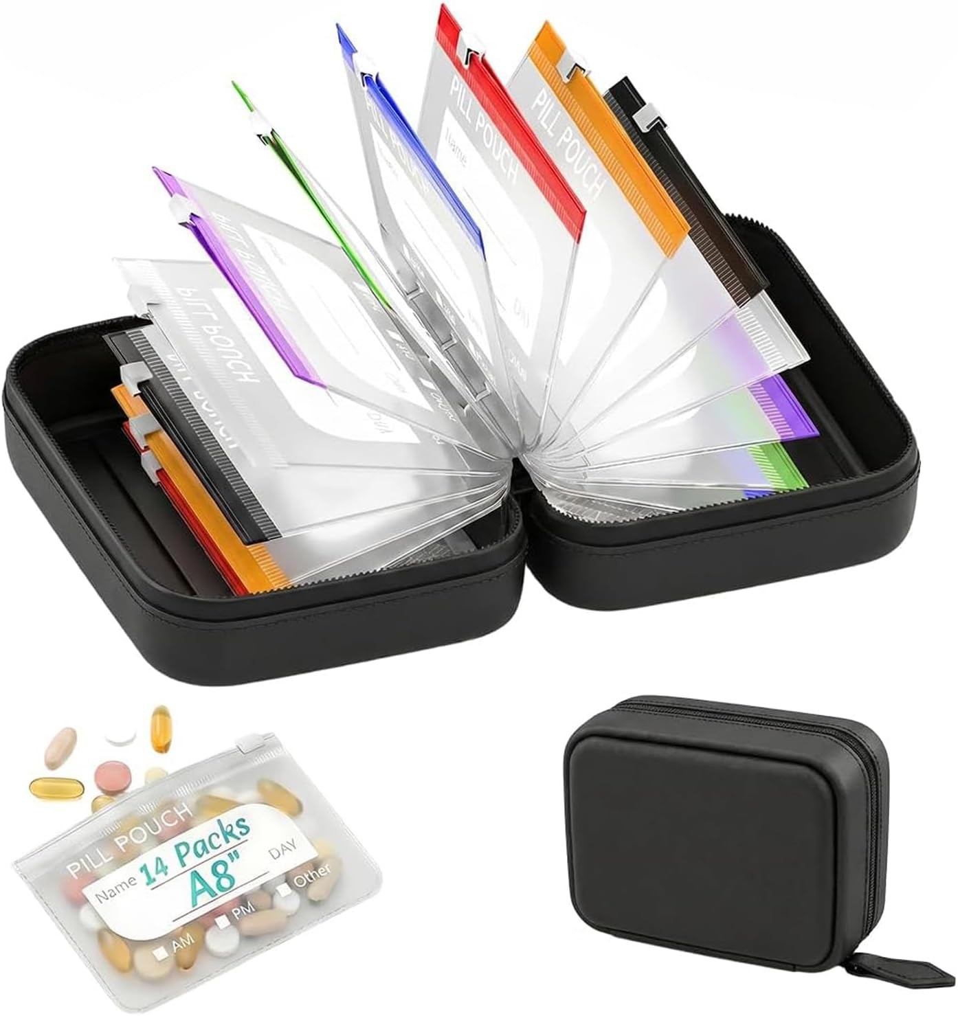 Pill Pouch Set Waterproof Travel Pill Organizer 14 Day Pill Pouches Portable