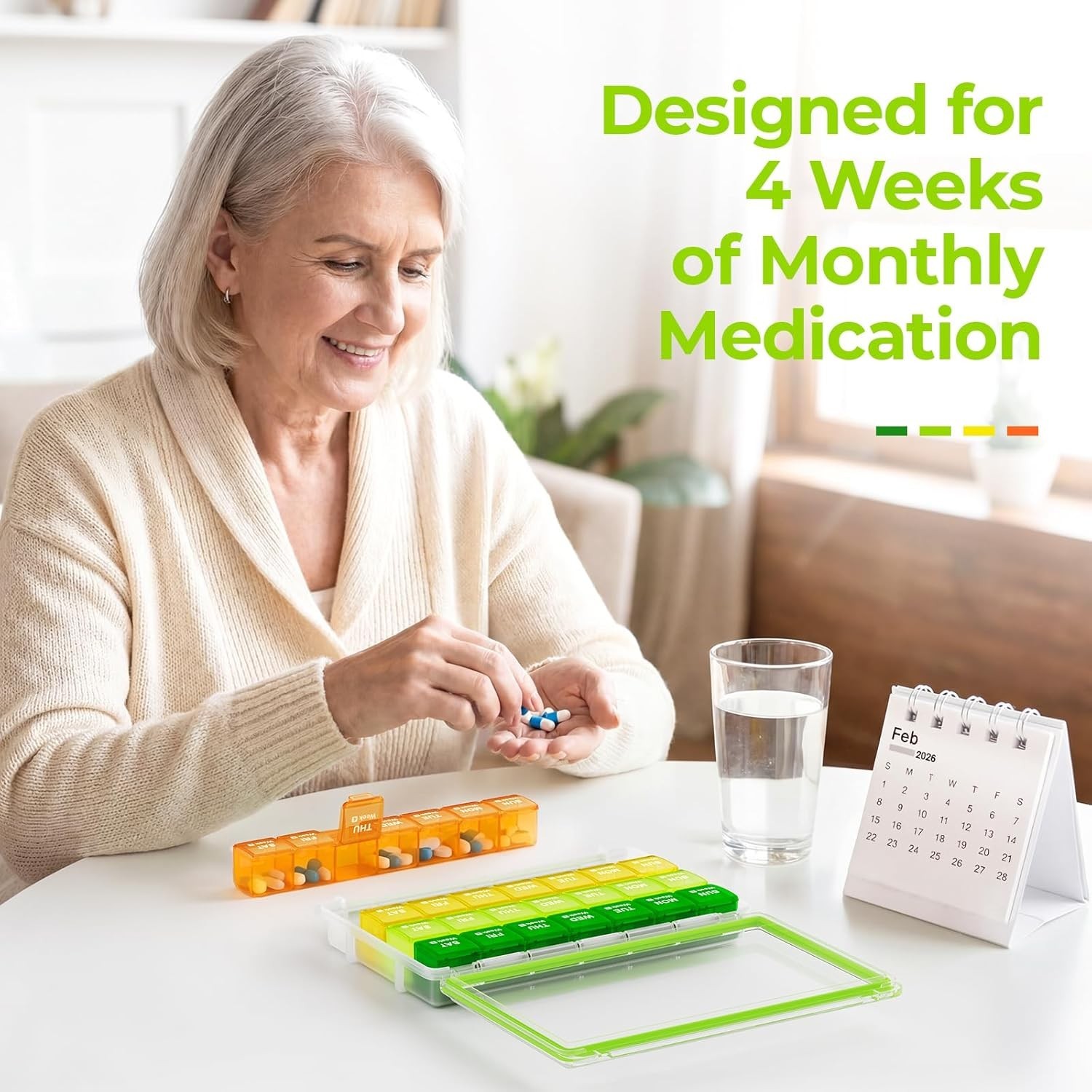 Moisture-Proof Monthly Pill Organizer, Large 28 Days Pill Box Case with Remov…