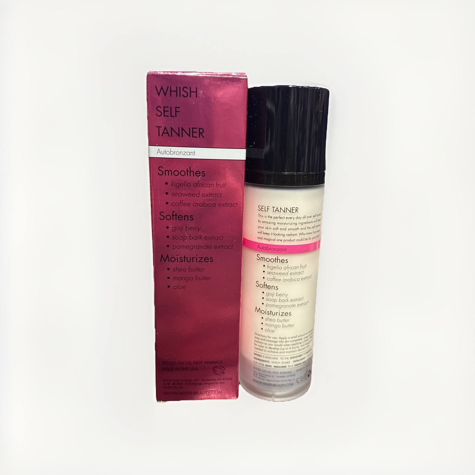 Whish black cherry + hibiscus self tanner glowing coverage radiant moisture 5 oz