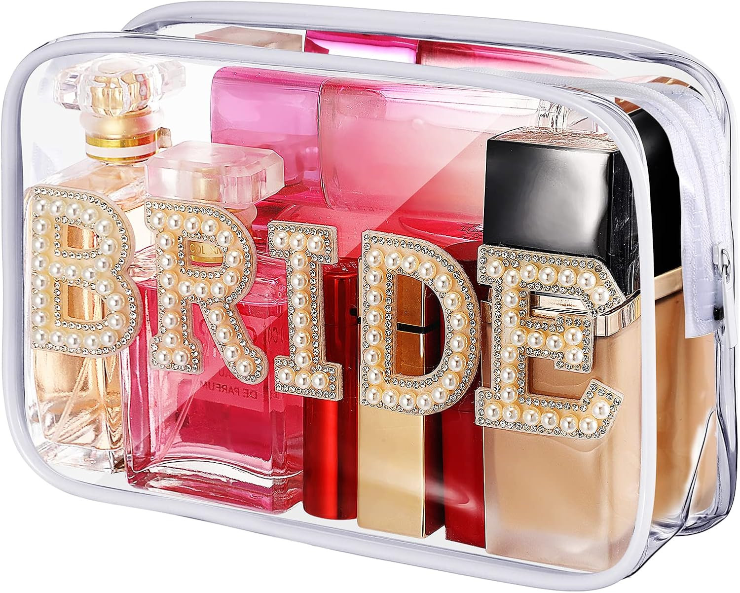 Bride Bag Clear Makeup Bag Bride Gift Cosmetic Packet Mrs Pearl Bachelorette Toi