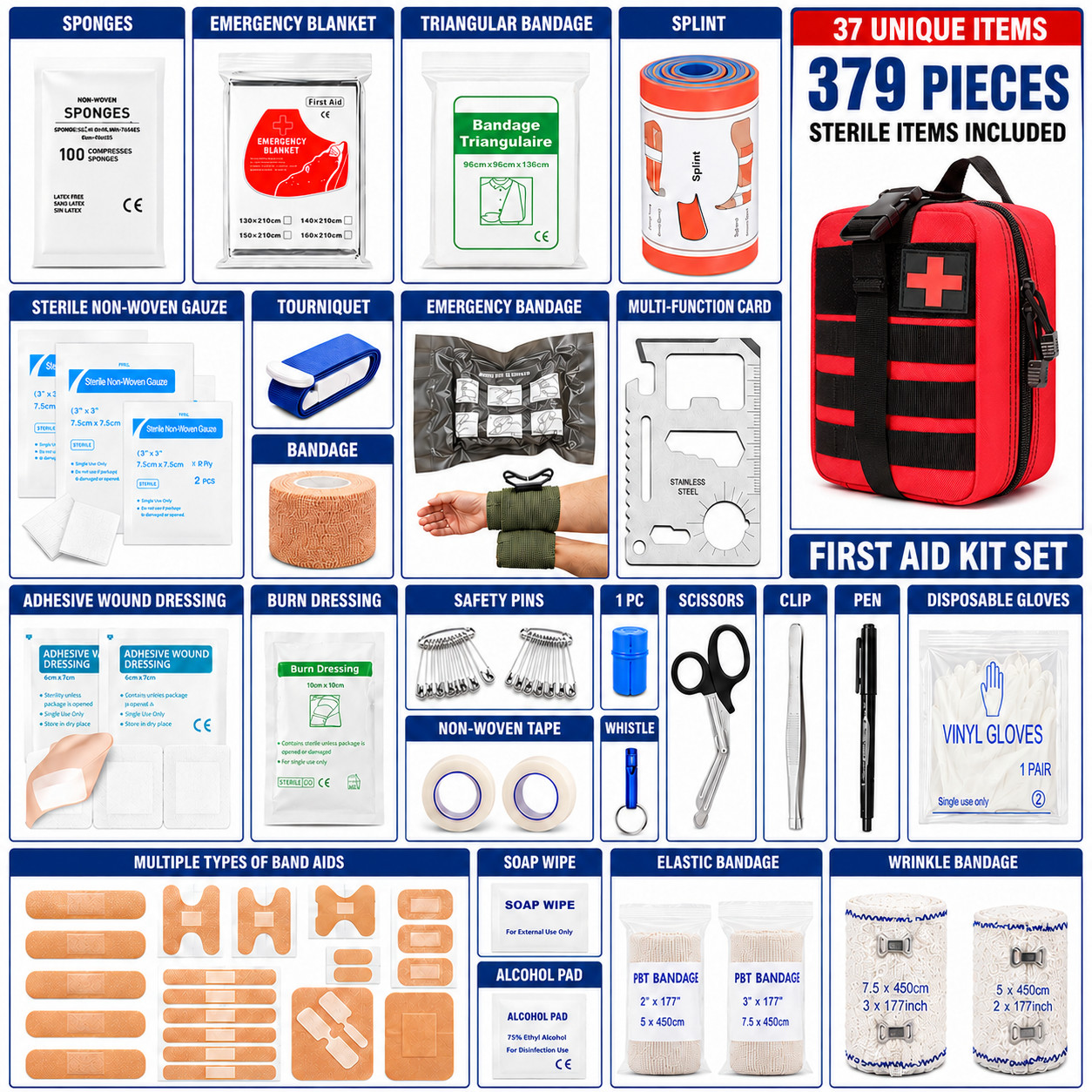 Tactical IFAK First Aid Trauma Kit Molle Medical Survival Gear with Tourniquet