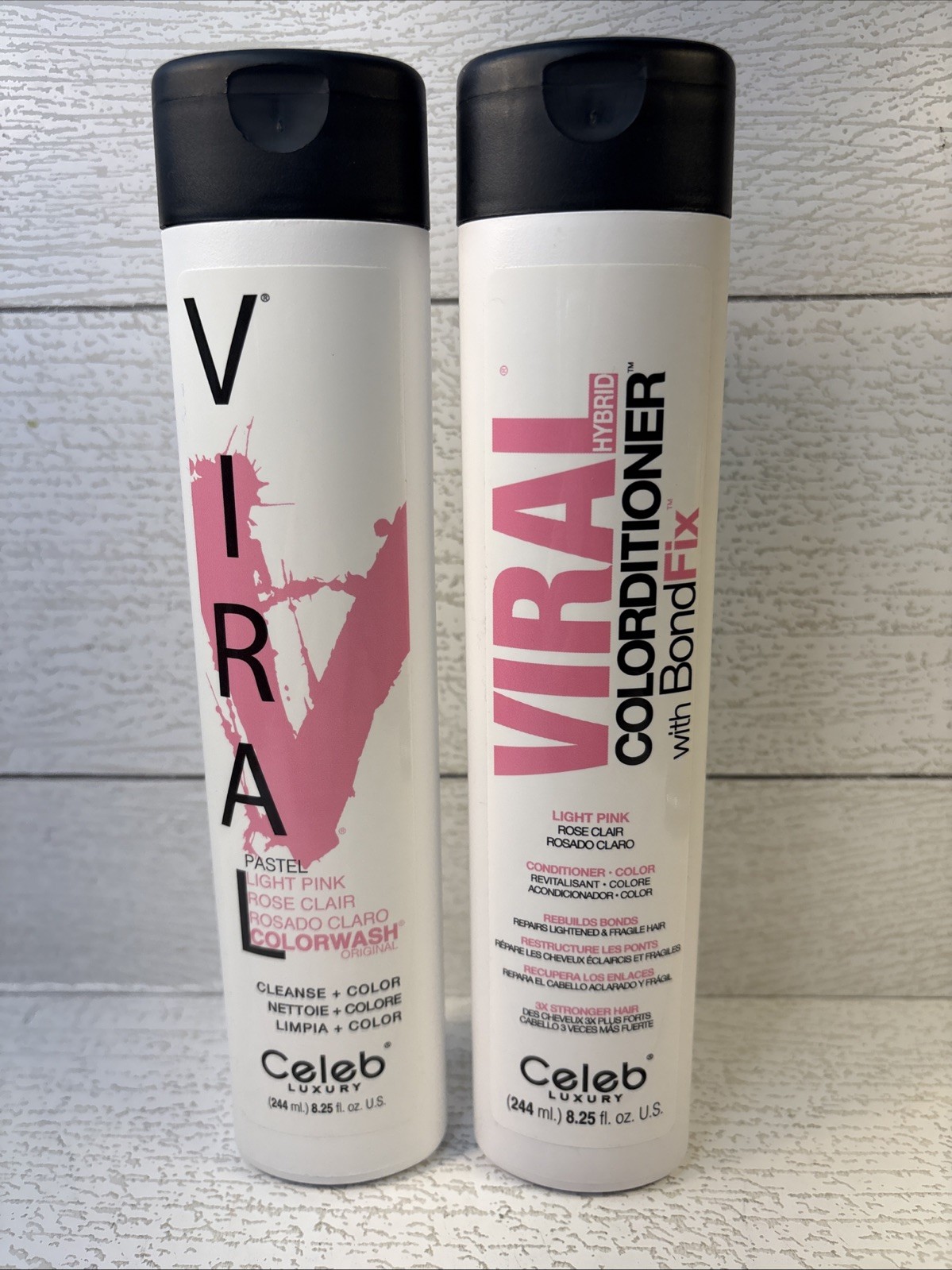 Celeb Viral Pastel Light Pink Color Wash Hair Shampoo & Conditioner Set 8.25oz