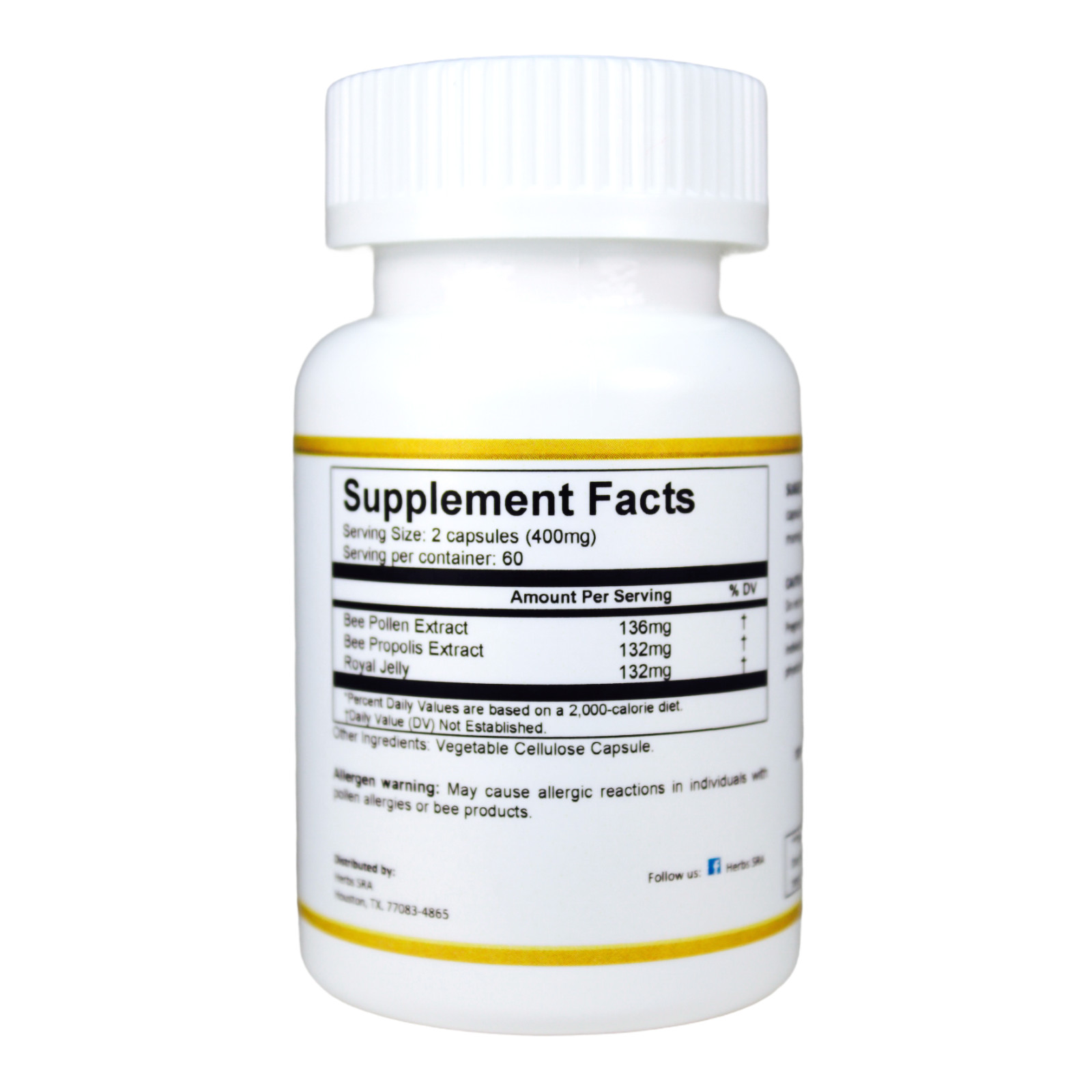 ROYAL JELLY, BEE PROPOLIS, BEE POLLEN 120 capsules Anti-inflammatory antioxidant