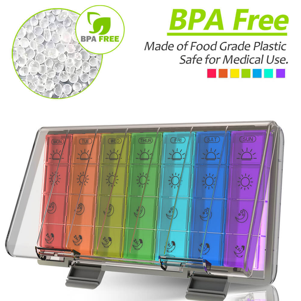 7 Day Pill Organiser Moisture-Proof Dust-Proof Large Weekly Pill Box for Fish US