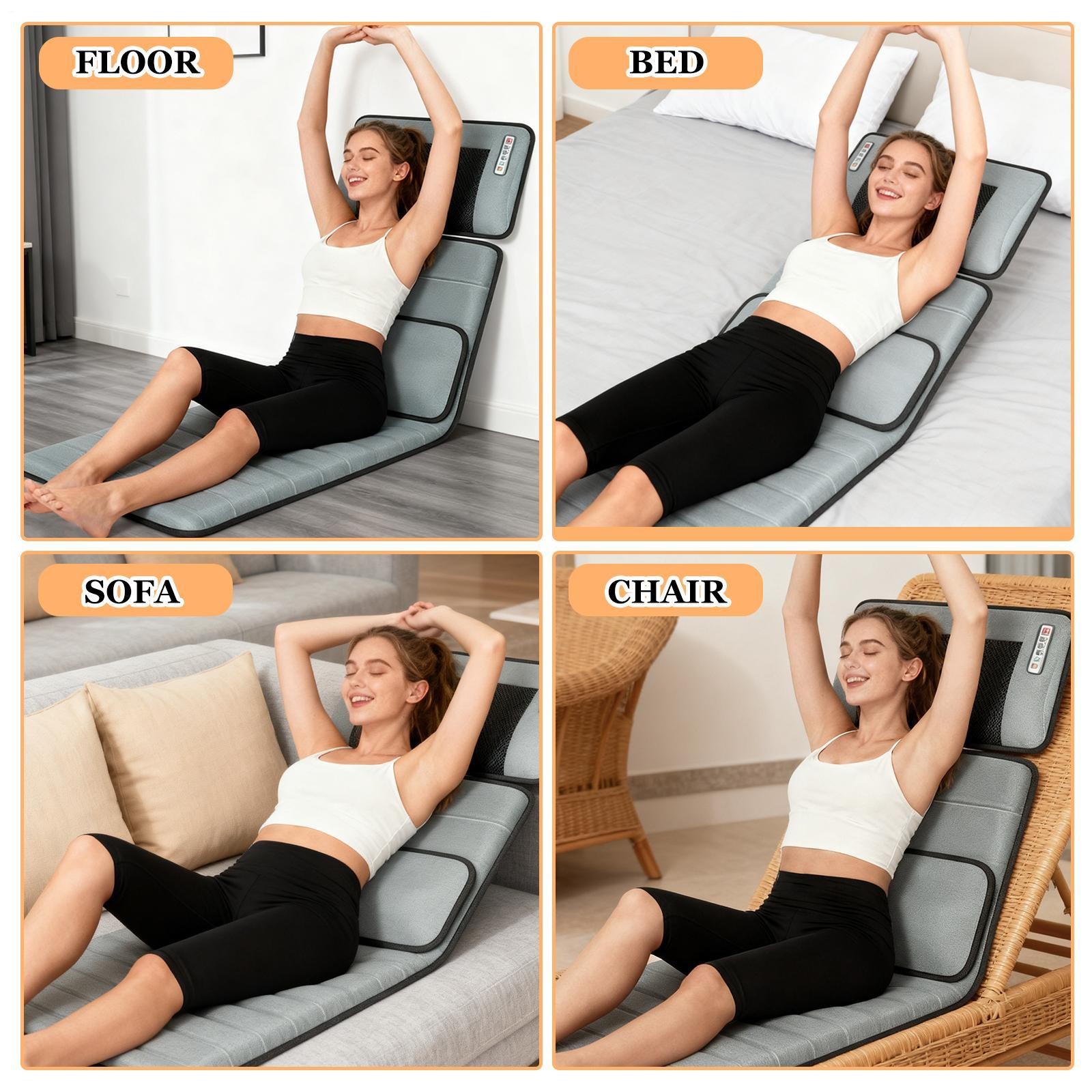 Full Body Massage Mat with Heat, Movable Shiatsu Neck Back Massager Pillow
