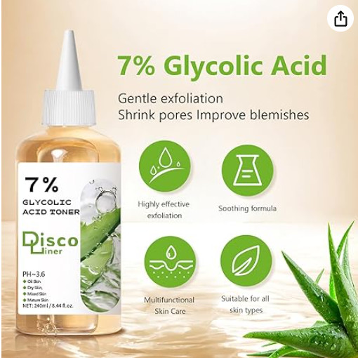 7% Glycolic Acid Exfoliating Toner, Hydrating Facial Toner, Smooth Glowing Sk…