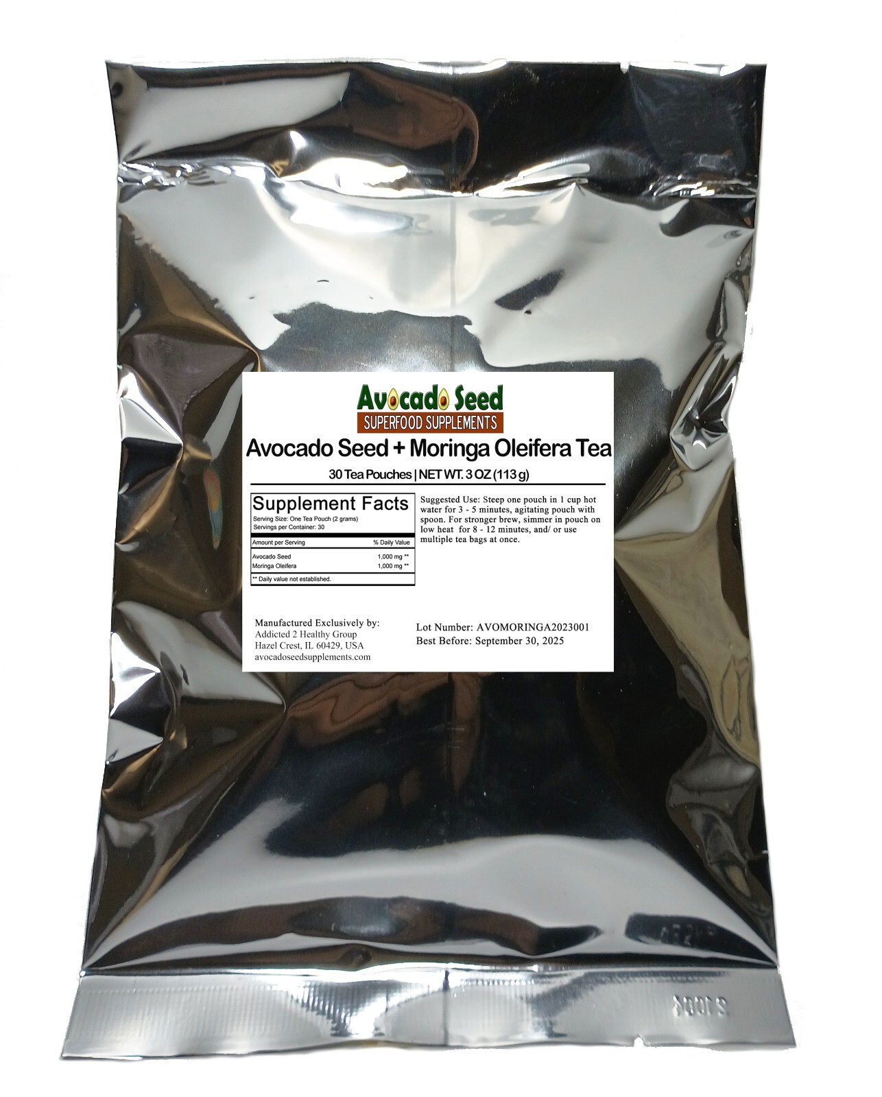 30 Avocado Seed + Moringa Oleifera Tea Bags – Incredible Blend•Amazing Benefits