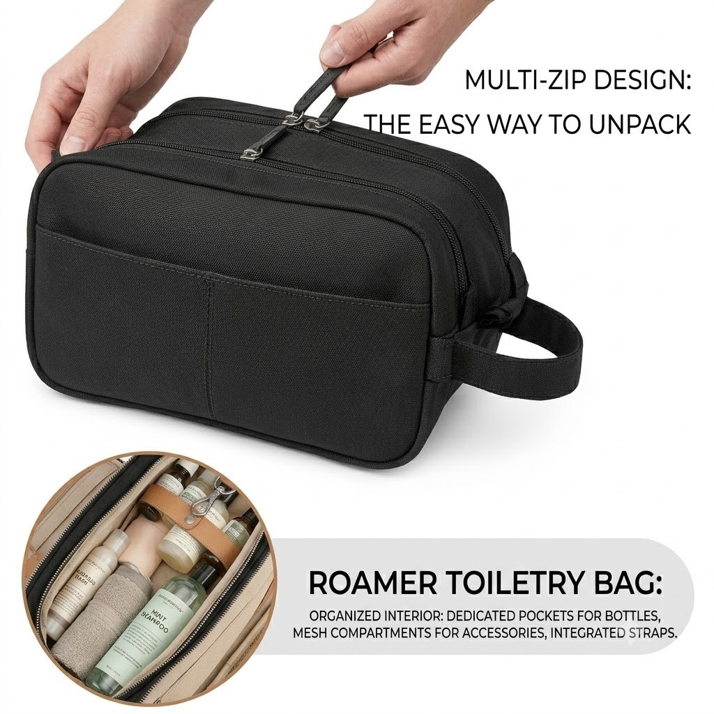 Large Capacity Travel Cosmetic Bag – Waterproof PU Leather Makeup Organizer Case