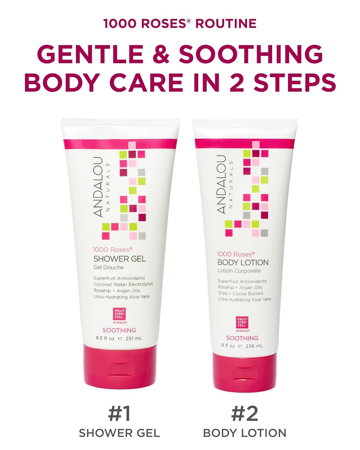 Andalou Naturals 1000 Roses Soothing Body Lotion – Improve Skin Moisture with Sh