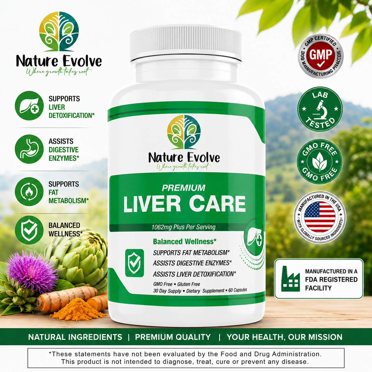 Nature Evolve Premium Liver Care – Advanced Liver Support Formula 1062mg