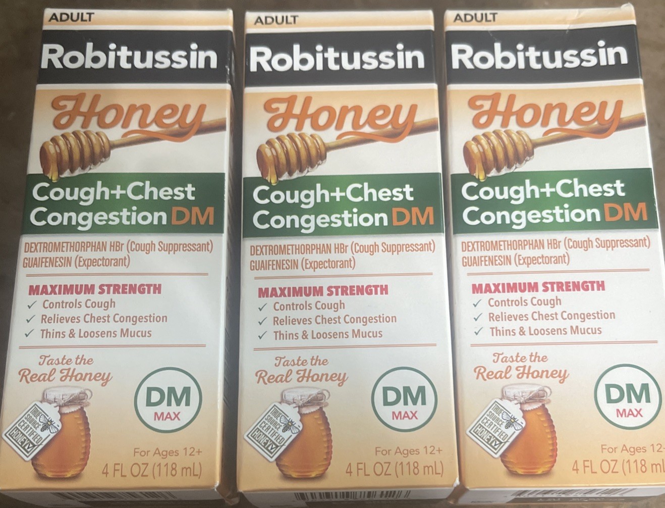 3 Pc. Robitussin Honey Cough + Chest Congestion DM Cough Treatment Liquid – 4 oz