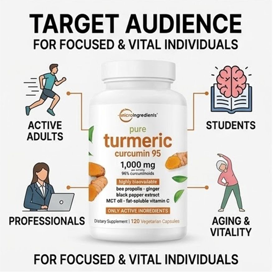 Micro Ingredients Turmeric Curcumin 95 2-Pack 1000mg Black Pepper 240 Capsules