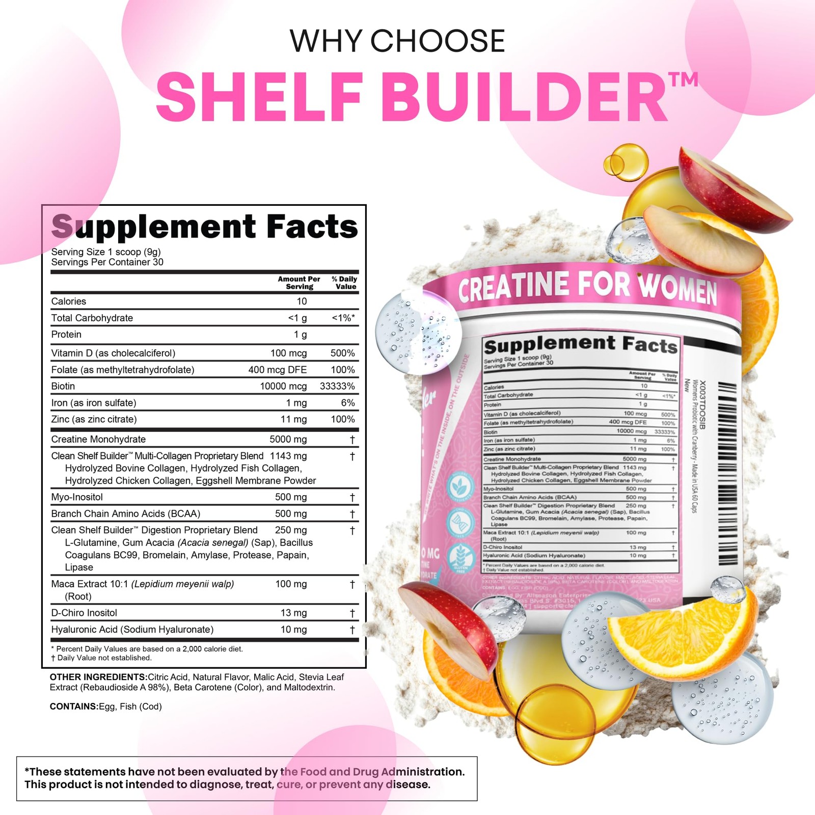 Creatine for Women | Monohydrate + 9.5 Ounce (Pack of 1), Pink/White