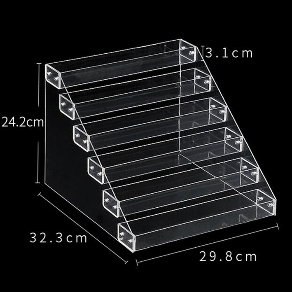 6-Tier Clear Acrylic Rack Perfume Makeup Ladder Display Stand Risers Shelf