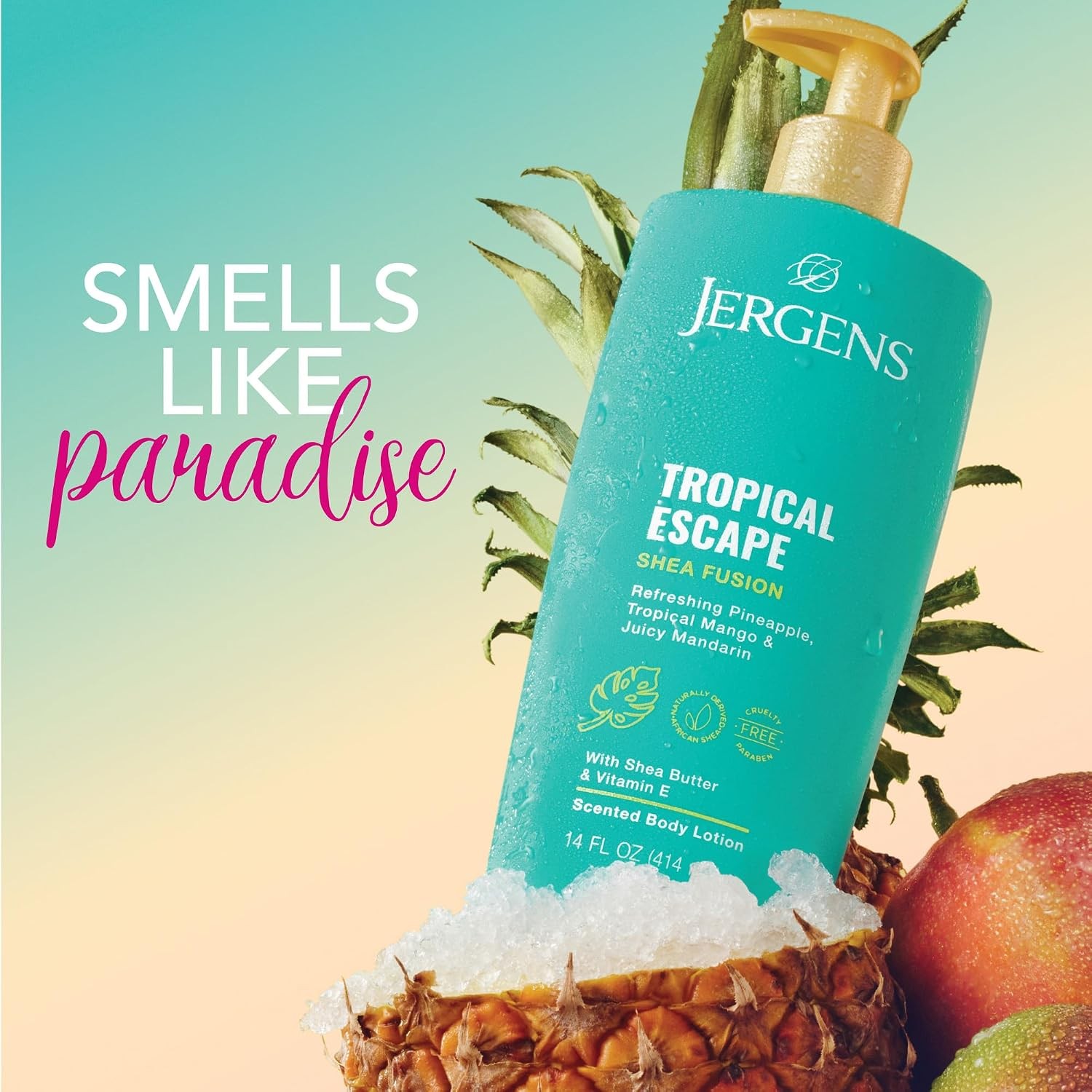Jergens Shea Fusion Tropical Escape Body Lotion Shea Butter 14 Oz