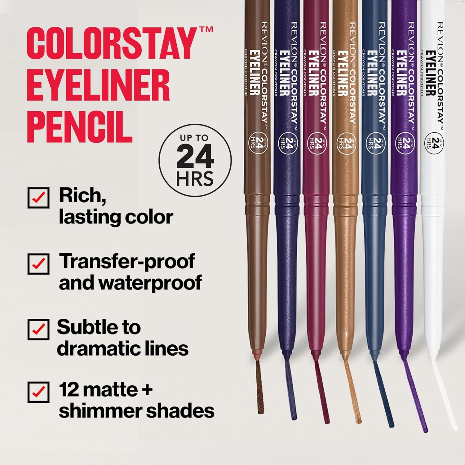 Revlon ColorStay Pencil Waterproof Eyeliner, Smudge-Proof, Eye Makeup with Built