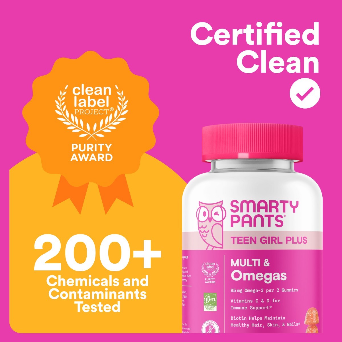 SmartyPants Teen Girl Plus Multivitamin & Omegas Gummies with Vitamins C,60ct