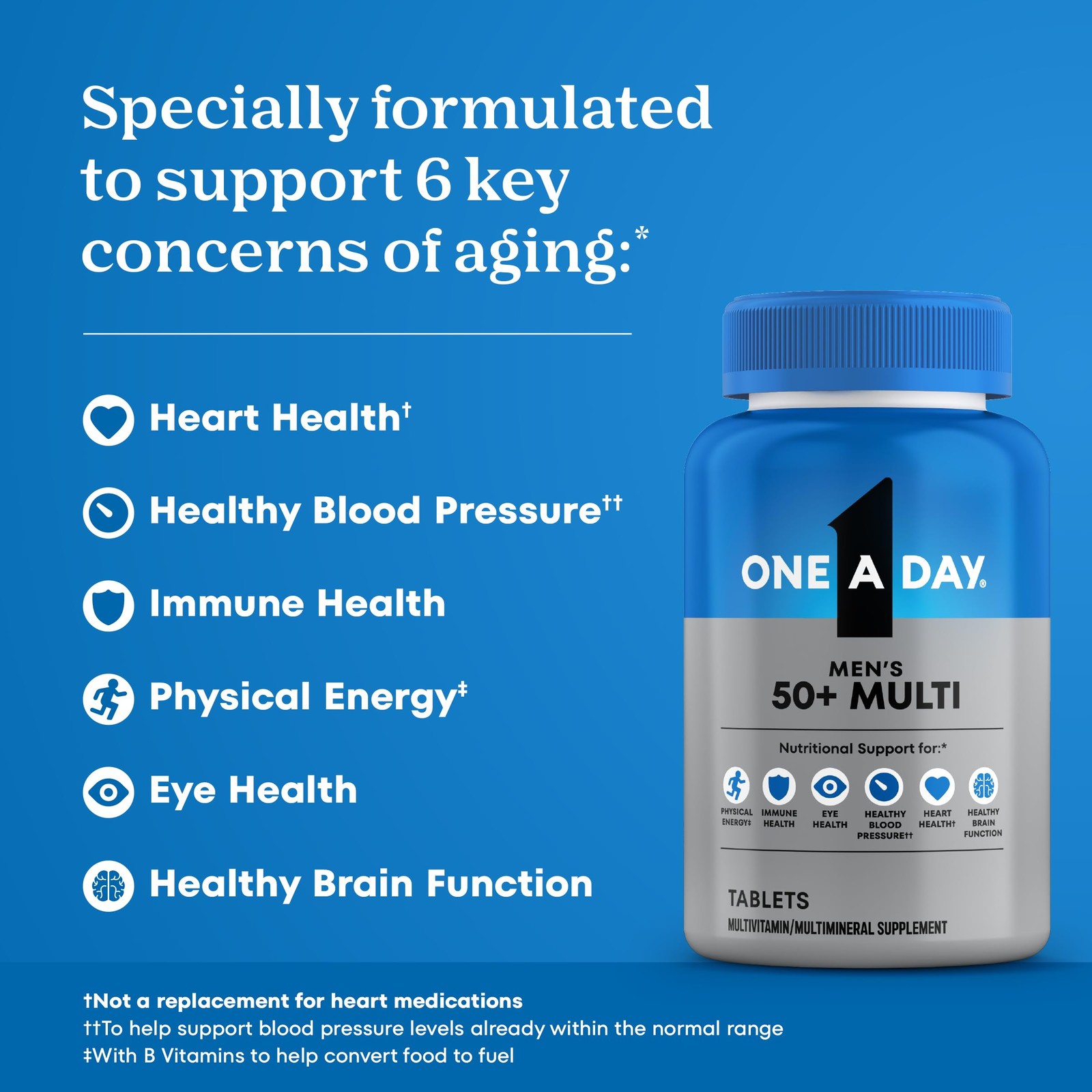 One A Day Men’s 50+ Healthy Advantage 200 Count (Pack of 1), Mint Blue